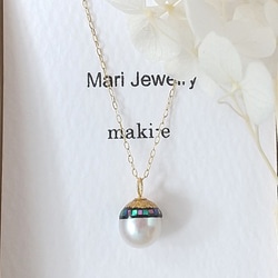 蒔絵パールネックレス/螺鈿と金蒔絵の木の実/maki-e & raden pearl necklace/ 6枚目の画像