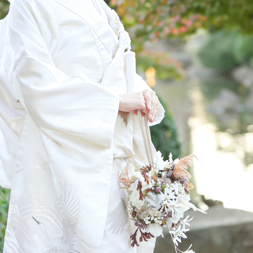 送料無料・ドライフラワー風ボールブーケA】和装前撮りや結婚式 