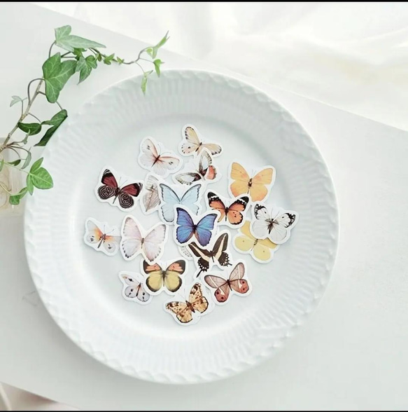 海外フレークシール 切手風「 Butterfly  」蝶々　フレークシール  40枚　 海外シール 5枚目の画像