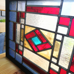 次の世代へ受け継げる　本物のステンドグラスパネル　送料無料　ブルー　窓 3枚目の画像