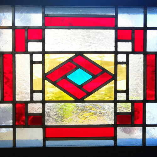 次の世代へ受け継げる 本物のステンドグラスパネル 送料無料 ブルー 窓