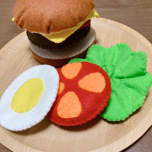 送料無料 通販 激安 受注製作♡】フェルト おままごと ハンバーガー♡ おもちゃ 羊毛フェルト