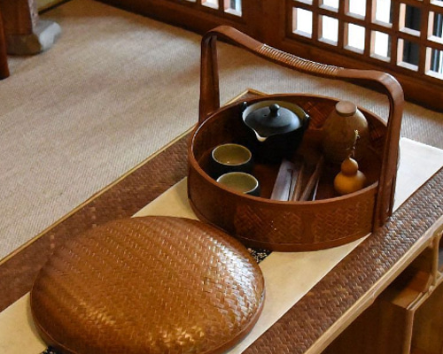 收納盒 竹編細工籠 竹細工 竹工芸 手作り 提籃籠 茶道具 杏子】提籃籠☆茶道具☆収納する☆竹細工☆手作り☆收納盒