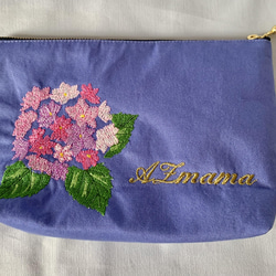 紫陽花刺繍のポーチ 2枚目の画像