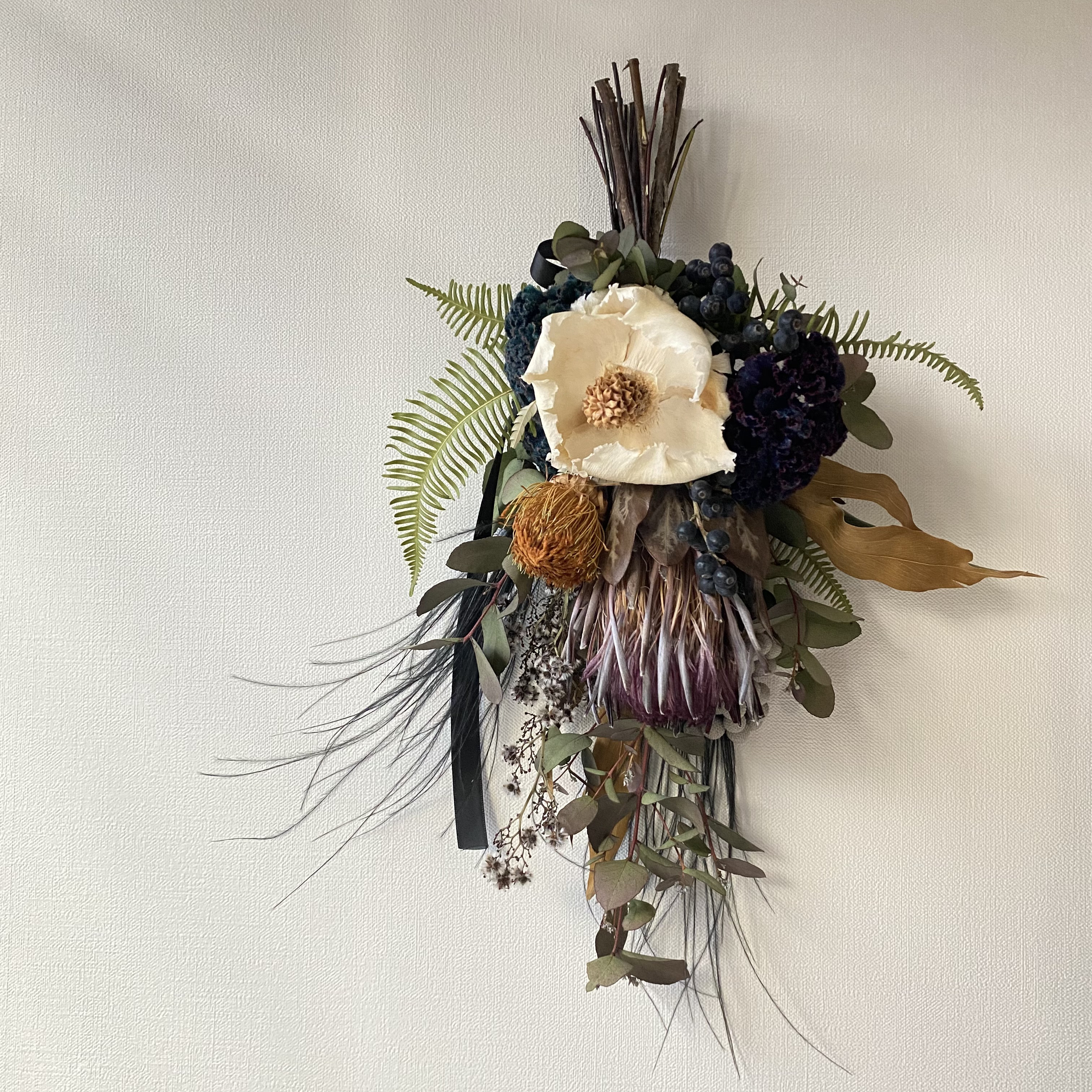 ドライフラワー　スワッグ　インテリア　アンティークカラー　プロテア 父の日 お祝い お誕生日 アンティークカラー プロテア スワッグ