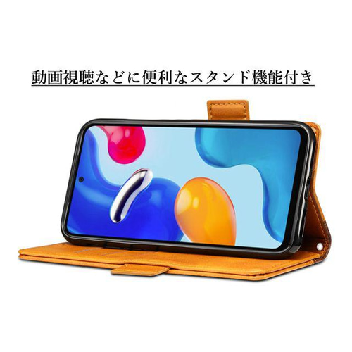 Xiaomi Redmi Note 11 レザーケース 手帳型 brown スマホケース
