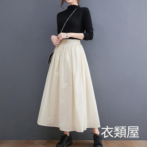 春新作*おしゃれ*上品*ギャザー*コットンウエストゴムロング