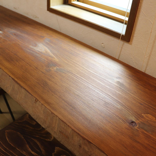 w1913一枚板国産ヒノキ カウンターテーブル カフェダイニングテーブル