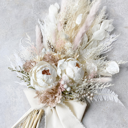 海外ファッションブランド通販サイト【公式】 ボタニカルブーケHM 結婚式 ピオニーピンクベージュプラチナ 312 ブーケ・ブートニア