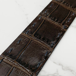 日本製　クロコダイル　マット仕上げ　無双　手縫い　リバーシブル　Lサイズ　ベルト　エキゾチックレザー 8枚目の画像