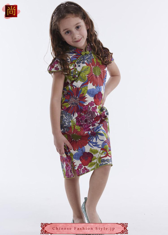 女の子 チャイナドレス ハンドメイドドレス 中華 旗袍 チャイナドレス 子ども キッズ コットン洋服 #106 3枚目の画像