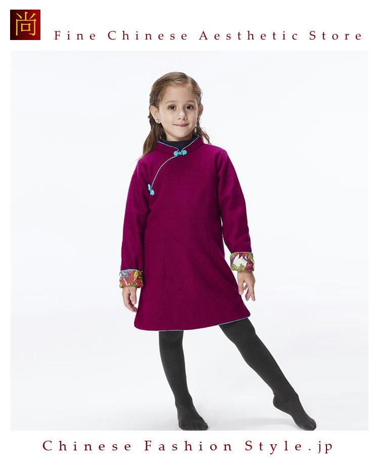 冬 チャイナドレス ベストハンドメイド 女の子 コットン コート 中華 旗袍 キッズ 洋服 #210
