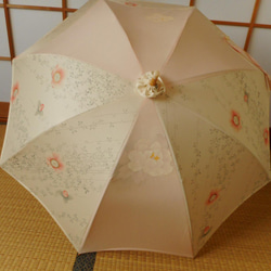 ②ピンクの正絹日傘（傘袋付き） 5枚目の画像