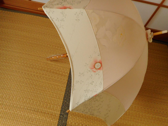 ②ピンクの正絹日傘（傘袋付き） 9枚目の画像