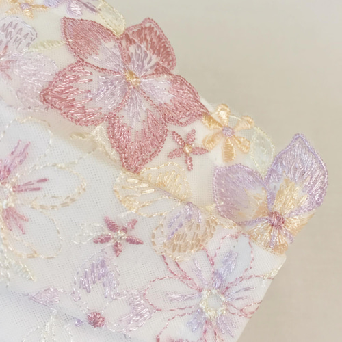 Natural purple 刺繍レース 布マスク プリーツマスク ワイヤー