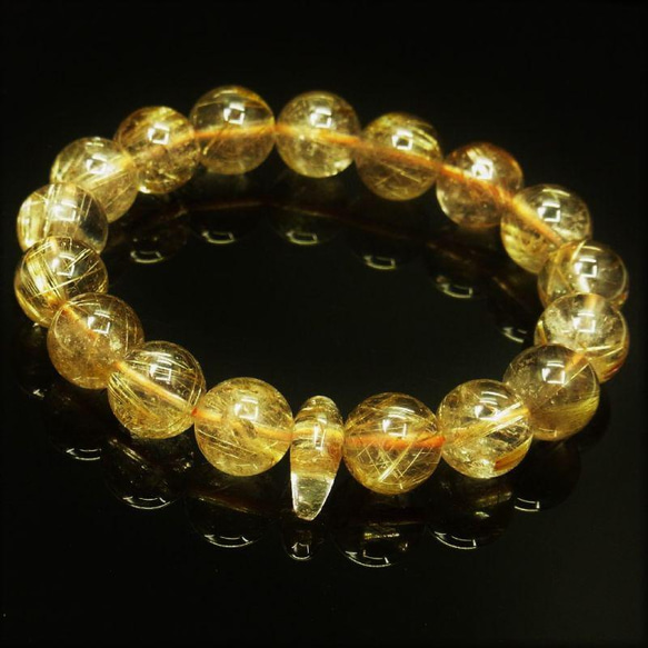 一点物・高品質ゴールドルチルクォーツ ブレスレット 神秘の守り石】現品一点物 ゴールドルチルクォーツ ブレスレット 勾玉