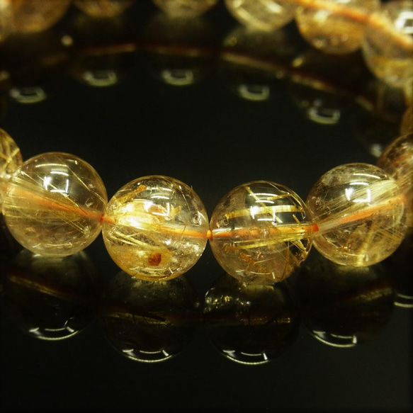 【神秘の守り石】現品一点物 ゴールドルチルクォーツ ブレスレット 勾玉 ルチル 金針水晶 数珠  ギフトセット付 天然石 8枚目の画像