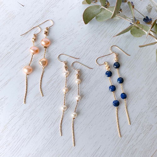 NATURALI JEWELRY 14Kx淡水パール フリンジピアス NATURALI