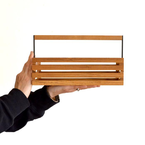 木製 チーク×アイアン ツールボックス 30×13 チーク ウッド 小物入れ