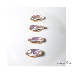 no.828 - amethyst powerstone drop pierce 4枚目の画像