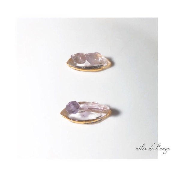 【SOLDOUT】no.829 - amethyst powerstone drop pierce 2枚目の画像