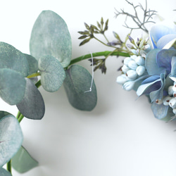 くすみブルーの紫陽花とユーカリのリース 7枚目の画像