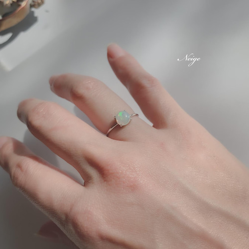 As62❀.*・゜✿゜:。】エチオピア産宝石質オパールの一粒リング
