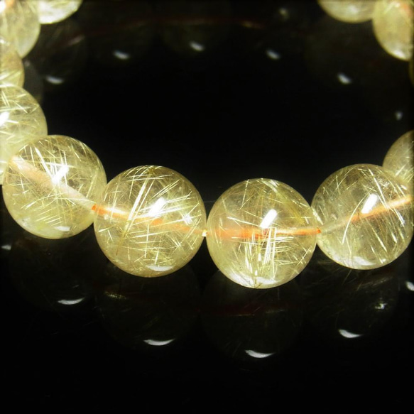 おすすめ 現品一点物 ゴールドルチル ブレスレット 金針水晶 数珠 １５－１６ミリ ８１ｇ ＧＲ１５　ギフトセット付 10枚目の画像