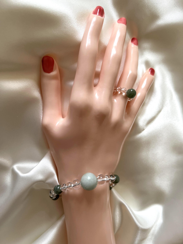 翡翠のブレスレットと指輪のセット 4枚目の画像