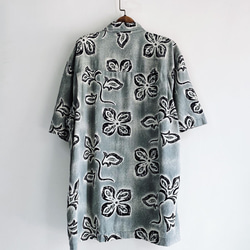 墨灰綠大花滿版圖騰 古著絲夏威夷襯衫上衣 vintage Aloha Shirt 第9張的照片