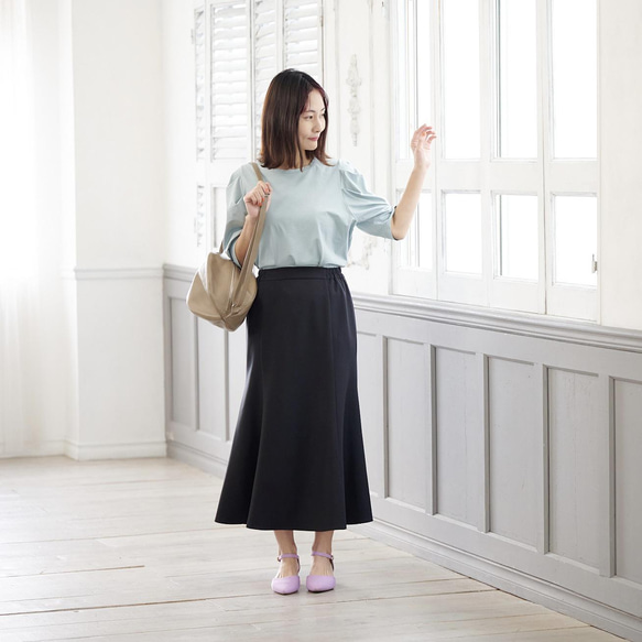 ﾓﾘﾉｶﾞｯｺｳ 美シルエットマーメイドスカート (ブラック) サイドゴムスカート 13枚目の画像