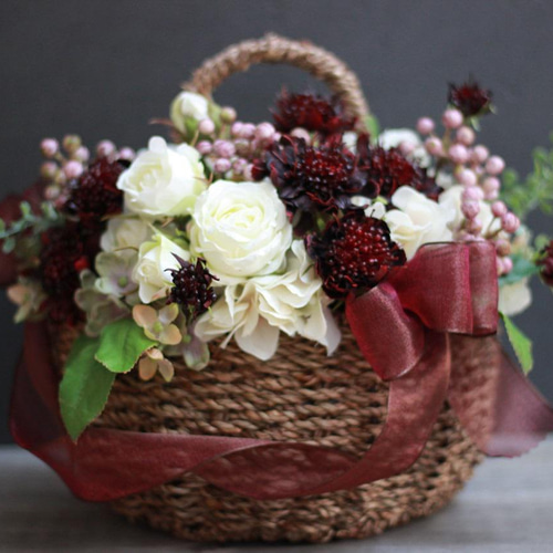 アンティークバスケット＊アーティフィシャルフラワー アート
