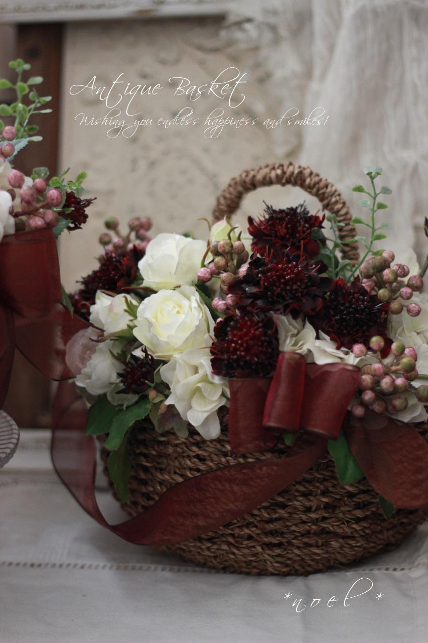 ＊アンティークバスケット＊アーティフィシャルフラワー