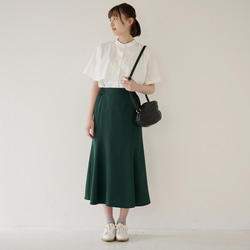 ﾓﾘﾉｶﾞｯｺｳ 美シルエットマーメイドスカート (ケリーグリーン) サイドゴムスカート 2枚目の画像