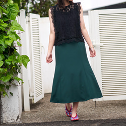 ﾓﾘﾉｶﾞｯｺｳ 美シルエットマーメイドスカート (ケリーグリーン) サイドゴムスカート 6枚目の画像