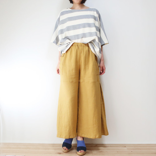 ふんわり天使のダブルガーゼ❣パンタロン風脇タックパンツ（ハーフ