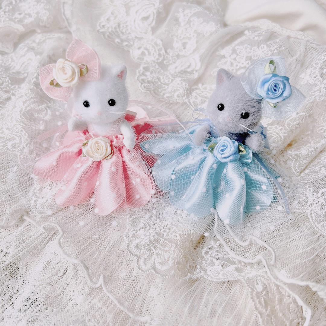 小花柄アイボリードレス 女の子サイズ シルバニア ハンドメイド 小花柄アイボリードレス シルバニア 女の子サイズ ハンドメイド