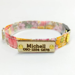 【凱萊花】輕質3g Liberty Fabric Floral Cat Small dog Collar Lost Tag Sa 第6張的照片