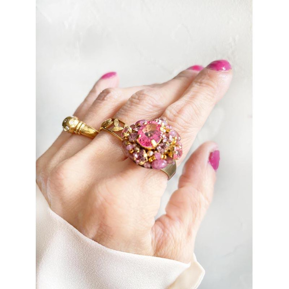 ピンクトパーズ 指輪 天然石 リング 大粒 宝石質 ピンクトパーズ ビーズリング 母の日 ギフト 誕生日 10枚目の画像