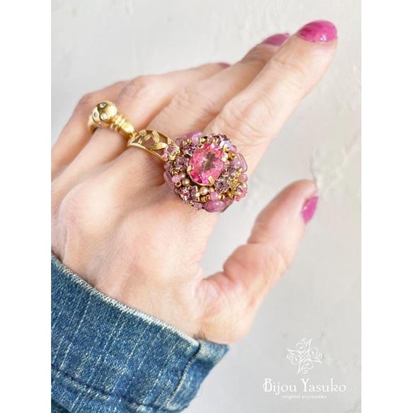 ピンクトパーズ 指輪 天然石 リング 大粒 宝石質 ピンクトパーズ ビーズリング 母の日 ギフト 誕生日 12枚目の画像