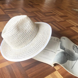 linen  White line hat 3枚目の画像