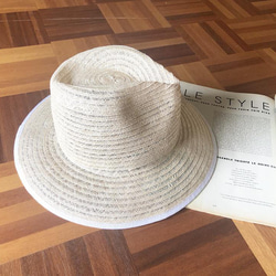 linen  White line hat 9枚目の画像