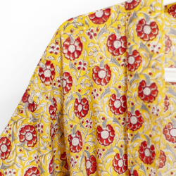 聖誕節禮物 情人節禮物 生日禮物 母親節禮物 木刻印純棉長袖外套 印度純棉長罩衫 blockprint木刻印罩衫-花朵 第4張的照片