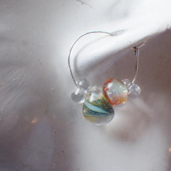 *sv925*Sea Life Glass Hoop Earrings☆槌目テクスチャー 5枚目の画像