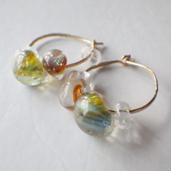 *sv925*Sea Life Glass Hoop Earrings☆槌目テクスチャー 9枚目の画像