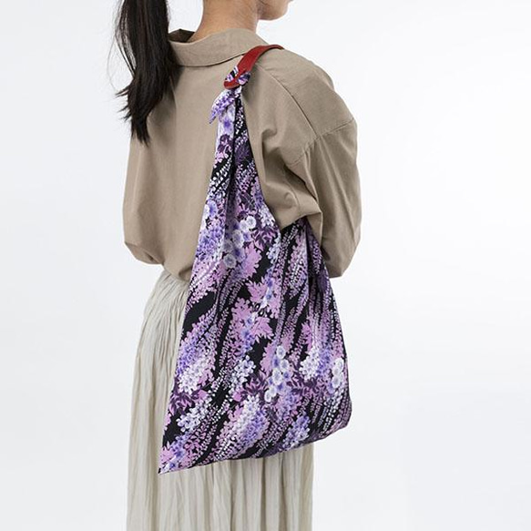Azuma 手提包 -Kyoto Wisteria- 100% 聚酯纖維 Azuma 包，帶長手柄，可用作環保袋 第12張的照片
