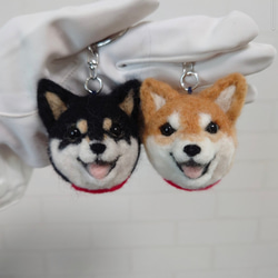 受注生産】柴犬 羊毛フェルト キーホルダー 黒柴 羊毛 ストラップ 羊毛