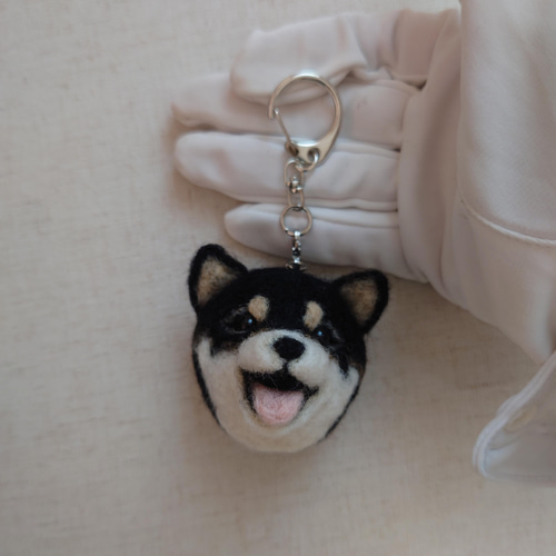 受注生産】柴犬 羊毛フェルト キーホルダー 黒柴 羊毛 ストラップ 羊毛