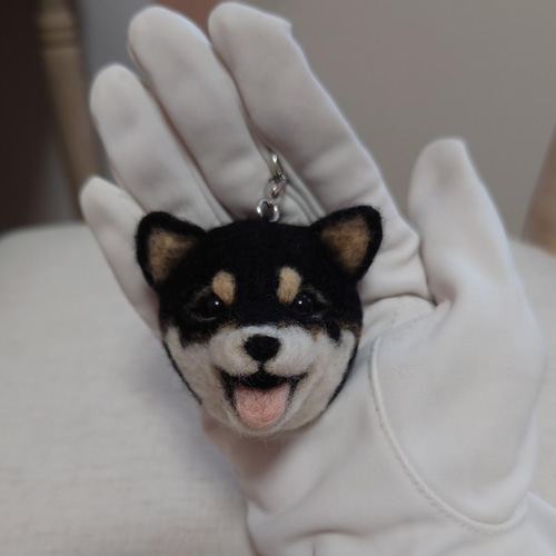 柴犬 羊毛 羊毛フェルト ハンドメイド 黒柴 キーホルダー 羊毛