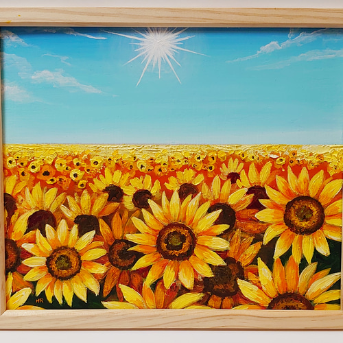 油絵 絵画 太陽とひまわり畑【四切木製】 絵画 HR 通販 油絵 絵画 太陽とひまわり畑【四切木製】 絵画 HR 通販